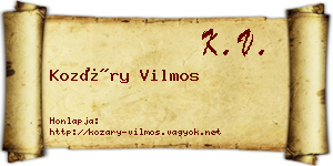 Kozáry Vilmos névjegykártya